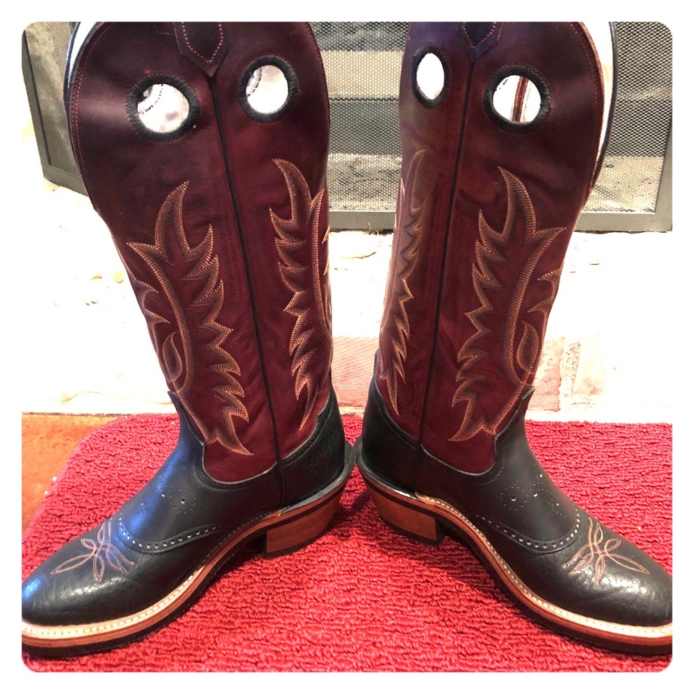 Tony Lama leather NWOT red  blk w/ riding heel